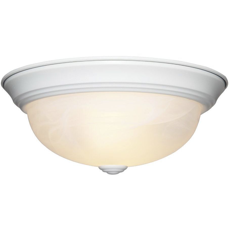 Decorative 2 Light 11 inch White Flushmount Ceiling Light in White Alabaster, Small